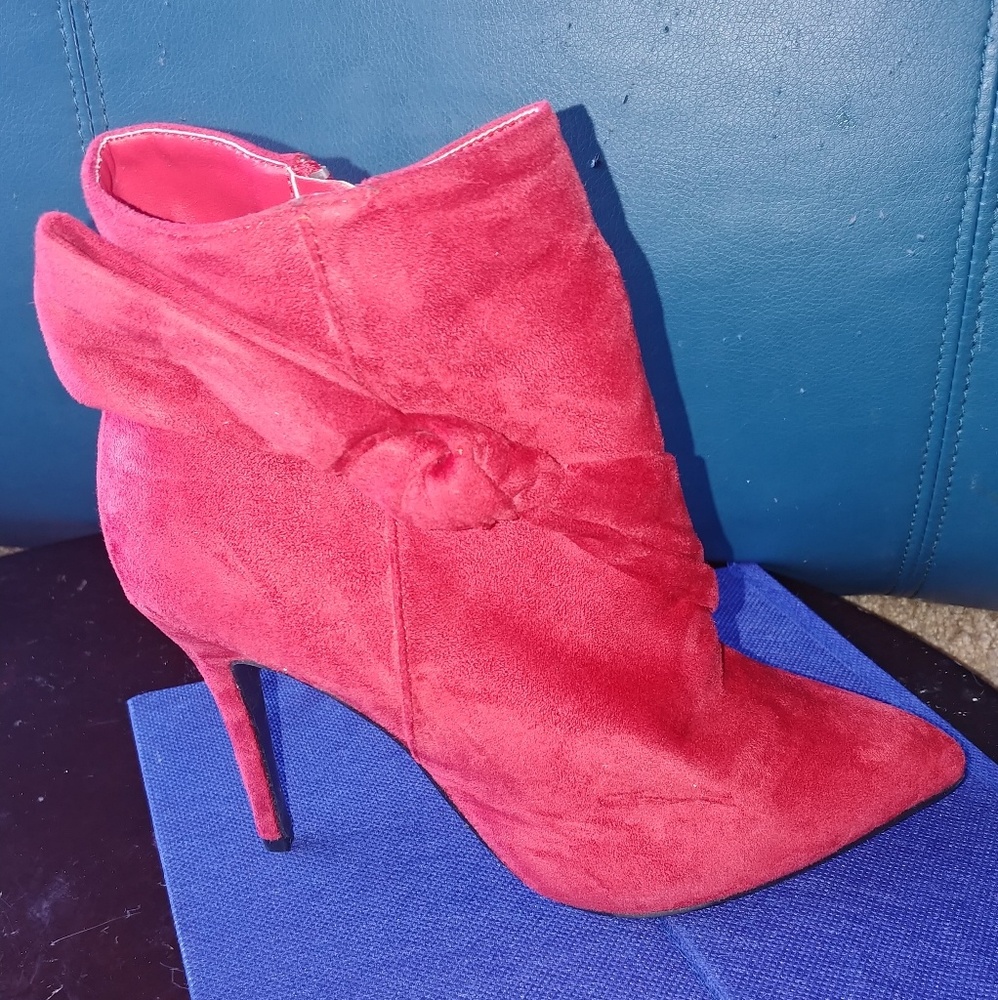 Red suede bootie